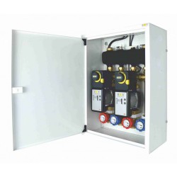 Układ 2 obiegów grzewczych w szafce - 2 obiegi z zaworem obrotowym i siłownikiem