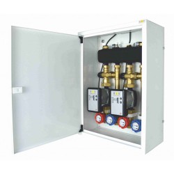 Układ 2 obiegów grzewczych w szafce - 2 obiegi z zaworem termostatycznym