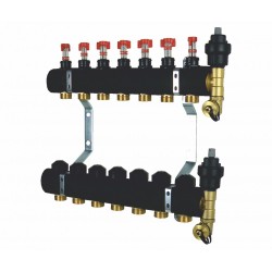 Rozdzielacz podłogowy mosiężny RZT z zestawem odpowietrzająco spustowym oraz izolacją belek