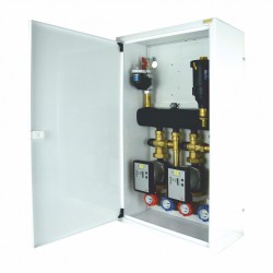 Układ 2 obiegów grzewczych + separatory w szafce - 2 obiegi z zaworem termostatycznym