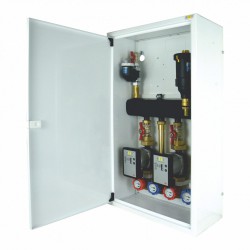 Układ 2 obiegów grzewczych + separatory w szafce - 2 grupy bezpośrednie