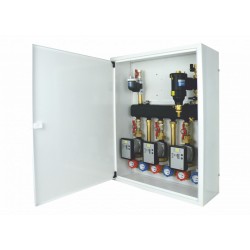 Układ 3 obiegów grzewczych + separatory w szafce - 3 grupy bezpośrednie