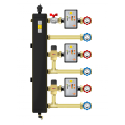 Układ ze sprzęgłem hydraulicznym DN25 - 1 obieg bezpośredni i 2 z zaworem termostatycznym